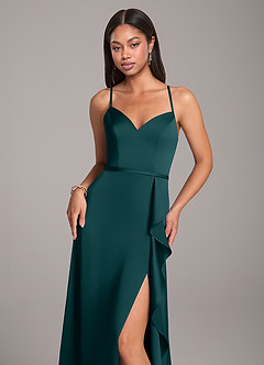 Azazie Naeem Bridesmaid Dresses Pine A-Line Stretch Satin Dress image2