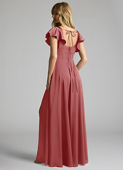 Azazie Bondi Bridesmaid Dresses Antique Rose A-Line Bow Stretch Satin Dress image3