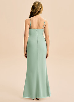 Azazie Buzzy Junior Agave Sheath Pleated Chiffon Dress image5