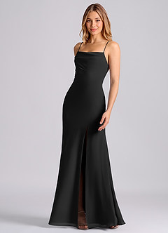 Azazie Grata Bridesmaid Dresses Black Mermaid Pleated Chiffon Dress image5