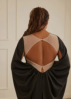 Christian Siriano Bridal for Azazie 2001 Wedding Dresses Plunging Cape Sleeve Crepe Back Satin Mermaid Gown image14