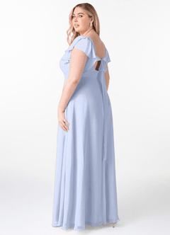 Azazie Syenna Abiti da Damigella Abito A-Line in Chiffon Increspato Ghiaccio image9