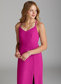 Azazie Becca Junior Fuchsia Mermaid Chiffon Dress image3
