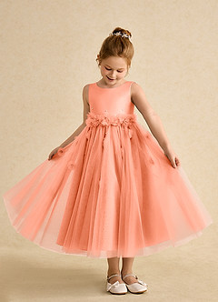 Azazie Lux Flower Girl Dresses Sunset A-Line Beaded Tulle Dress image3