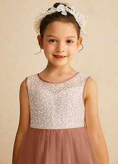Azazie Tay Flower Girl Dresses Bronzer A-Line Sequins Tulle Dress image7