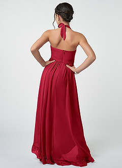 Azazie Hermione Junior Abito A-Line in Chiffon Scarlatto image3