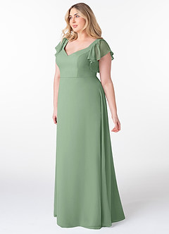 Azazie Syenna Jurken voor bruidsmeisjes Jurk van Chiffon met A-Lijn Ruches Matcha image8