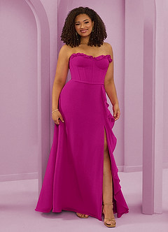 Barbie ♥ Azazie Bridesmaid Dresses Fuchsia A-Line Sweetheart Neckline Chiffon Dress image10