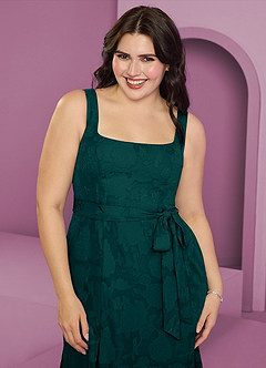 Barbie ♥ Azazie Bridesmaid Dresses Pine A-Line with Pockets Floral Burnout Dress image7