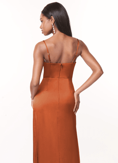 Azazie Maci Brautjungfernkleider A-Linie V-Hals Gefaltet Stretch-Satin Kleid Kanel image4