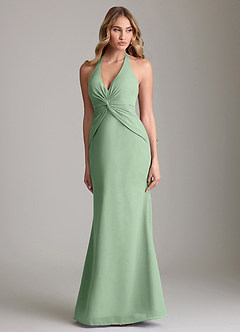 Azazie Valerie Bridesmaid Dresses Matcha Mermaid Pleated Chiffon Dress image1