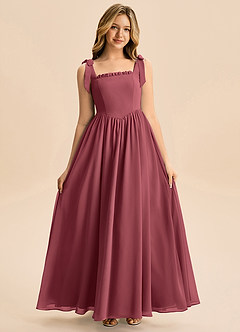 Azazie Delia Junior Abito A-Line in Chiffon Fiocco Merlot image3