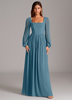 Azazie Maree Robes de demoiselle d'honneur Robe Trapèze en Mousseline de soie Corset Bermude image5