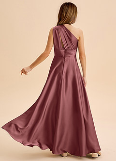 Azazie Charlize Junior Vestido de Amatista de Satén Elástico de Corte en A con Plisado image2