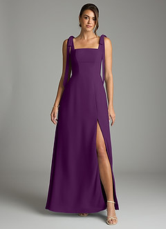 Azazie Debra Bridesmaid Dresses Grape A-Line with Pockets Chiffon Convertible Dress image7