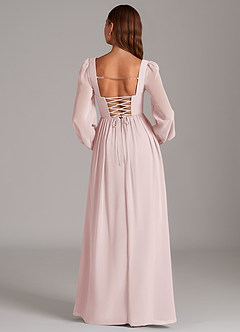 Azazie Hattie Bridesmaid Dresses Blushing Pink A-Line Corset Chiffon Dress image6