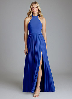 Azazie Keita Bridesmaid Dresses Royal Blue A-Line Pleated Chiffon Dress image5