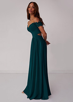 Barbie ♥ Azazie Bridesmaid Dresses Pine A-Line Off the Shoulder Chiffon Convertible Dress image4