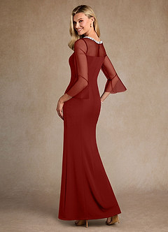 Azazie Bellevie 신부의 어머니 드레스 쉬스 구슬 스트레치 크레이프 플로어 길이 드레스 image3