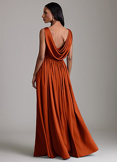 Azazie Novi Bridesmaid Dresses Paprika A-Line with Pockets Stretch Satin Dress image2