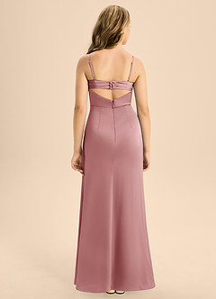 Azazie Renna Junior Dusty Rose A-Line Pleated Stretch Satin Dress image2