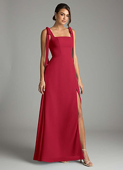 Azazie Debra Bridesmaid Dresses Scarlet A-Line with Pockets Chiffon Convertible Dress image1