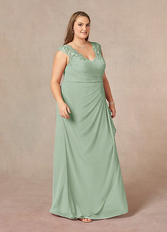 Azazie Gladys Mother of the Bride Dresses Agave A-Line Queen Anne Lace Chiffon Dress image10