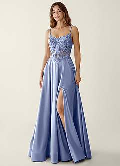 Zuri Eis Robe de bal trapèze en satin avec corset à volants image6