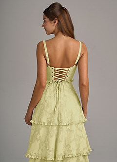 Azazie Romie Bridesmaid Dresses Lemon Sorbet A-Line Corset Floral Burnout Dress image6