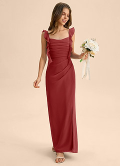 Azazie Jessamine Junior Rust Mermaid Sweetheart Neckline Chiffon Dress image3