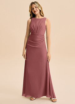 Azazie Floris Junior Amethyst A-Line Pleated Chiffon Dress image4