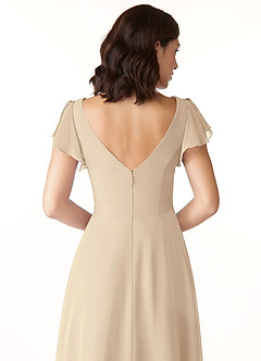 Azazie Omari Bridesmaid Dresses Champagne A-Line Chiffon Dress image6