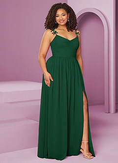 Barbie ♥ Azazie Jurken voor bruidsmeisjes Jurk van Chiffon met A-Lijn Geplooid Donkergroen image12