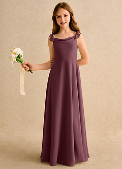 Azazie Puppy Girls Formal Blumenmädchenkleider A-Linie Plissee Chiffon Kleid Sangria image4