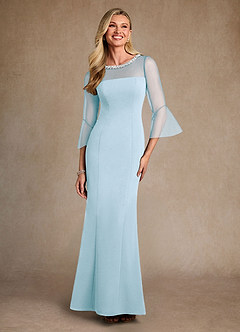 Azazie Bellevie 신부의 어머니 드레스 쉬스 구슬 스트레치 크레이프 플로어 길이 드레스 image1