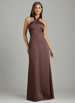 Azazie Nicole Bridesmaid Dresses Ganache A-Line Stretch Satin Dress image1