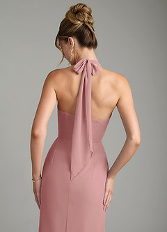 Azazie Arnelle Bridesmaid Dresses Dusty Rose Sheath Pleated Chiffon Dress image6