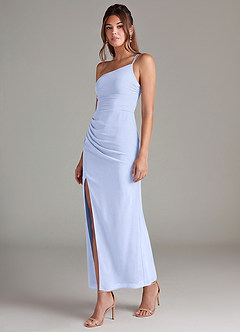 Azazie Eren 신부 들러리 드레스 인어 한쪽 어깨 쉬폰 발목 길이 드레스 image5