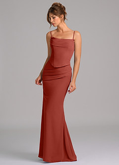 Azazie Sorrel Bridesmaid Dresses Terracotta Mermaid Corset Chiffon Dress image6