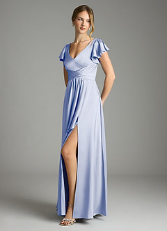 Azazie Omari Bridesmaid Dresses Ice A-Line Stretch Satin Dress image4