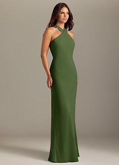 Azazie Doretta Bridesmaid Dresses Olive Mermaid Pleated Chiffon Dress image3