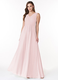 Azazie Flora Abiti da Damigella Abito A-Line in Chiffon Plissettato Rosa Rossore image1