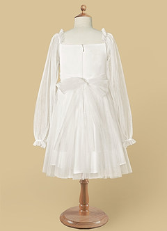 Azazie Aya Flower Girl Dresses Ivory A-Line with Sleeves Tulle Dress image7