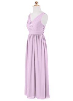 Azazie Kora Junior Frosted Lilac A-Line Pleated Chiffon Dress image7