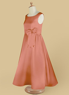 Azazie Lindy Flower Girl Dresses MAI TAI A-Line Pleated Matte Satin Dress image15