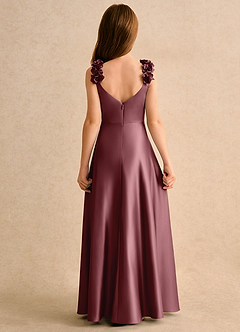 Azazie Rosita Girls Formal Sukienki dla dziewczynek sypiących kwiaty Linia A Pofałdowany Matowy satynowy Długość podłogi Sukienka image4