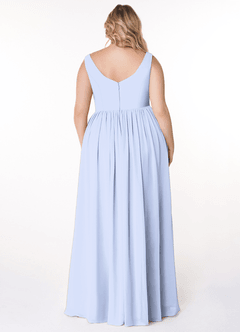 Azazie Keyla Bridesmaid Dresses Ice A-Line V-Neck Pleated Chiffon Dress image7