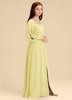 Azazie Bondi Junior Abito A-Line in Chiffon Blusa Sorbetto Al Limone image3
