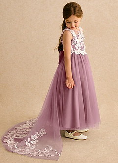 Azazie Mixie Robe Demoiselle D'honneur Fillette Robe Princesse en Dentelle Mauve Vintage image3