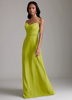 Azazie Kali Bridesmaid Dresses Lemongrass A-Line Pleated Chiffon Dress image6